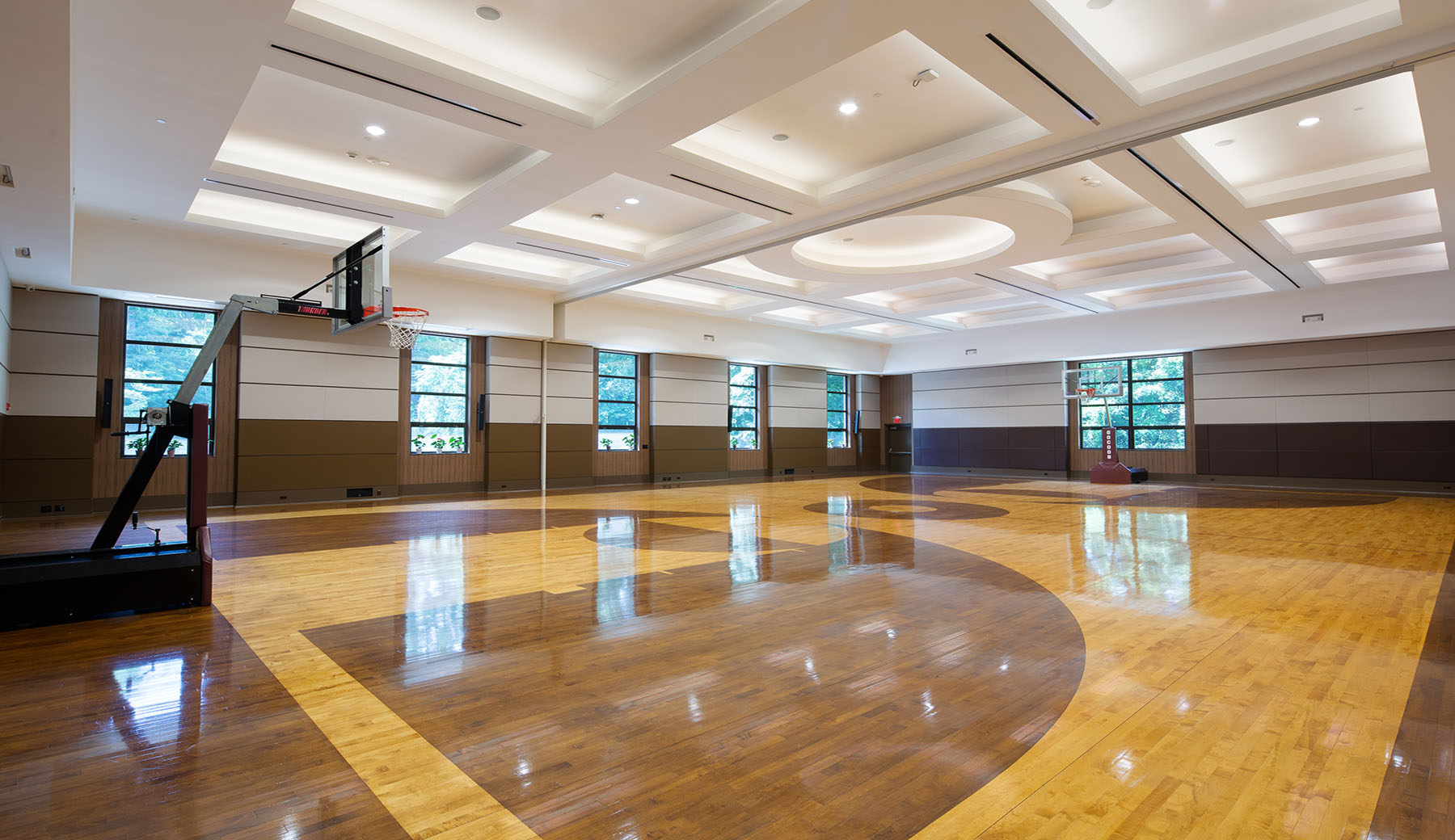 Renovated Multi-Purpose Room Used for Basketball or Elegant Banquet Hall.